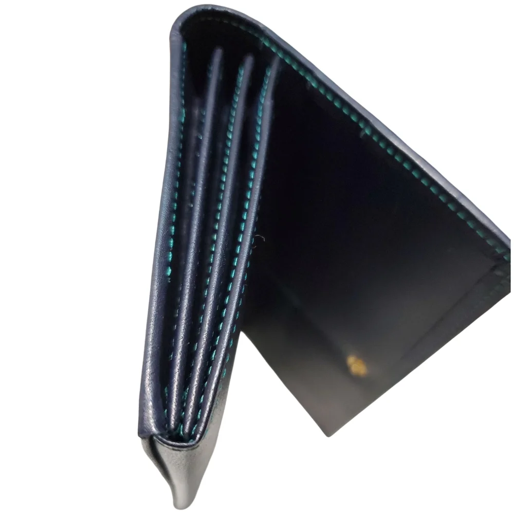 Yves Saint Laurent 80's Style Y2K Blue and Green Colorblock Patchwork Wallet - Picture 10 of 14